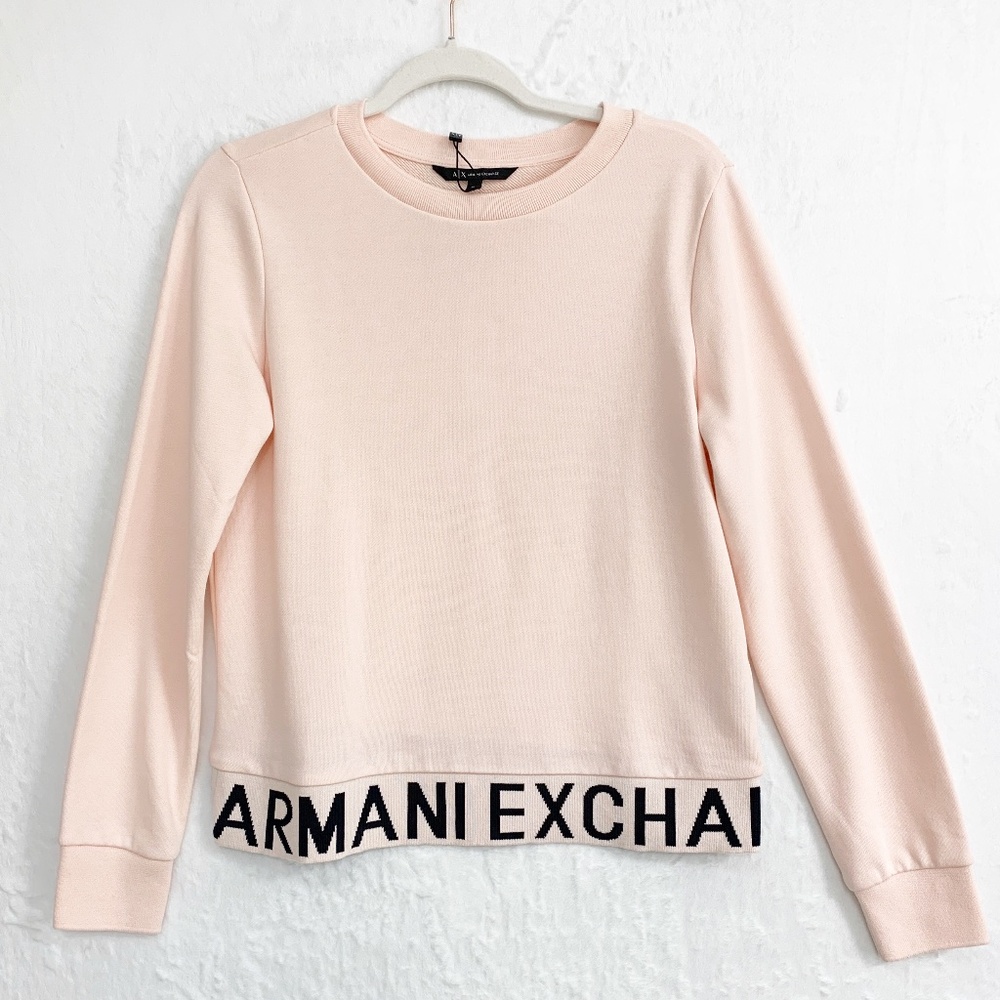 Armani Exchange Ballet Pink French Terry Crewneck Sweatshirt Sz M